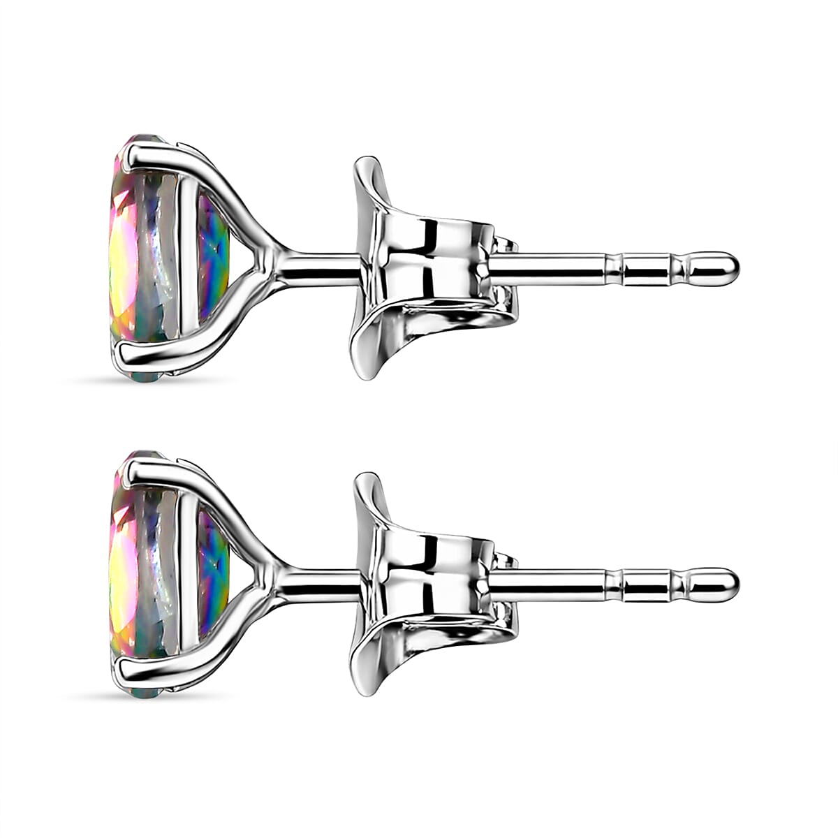 Mystic Topaz Solitaire Stud Push Post Earring in Platinum Overlay Sterling Silver 1.11 Ct. 8505786 4