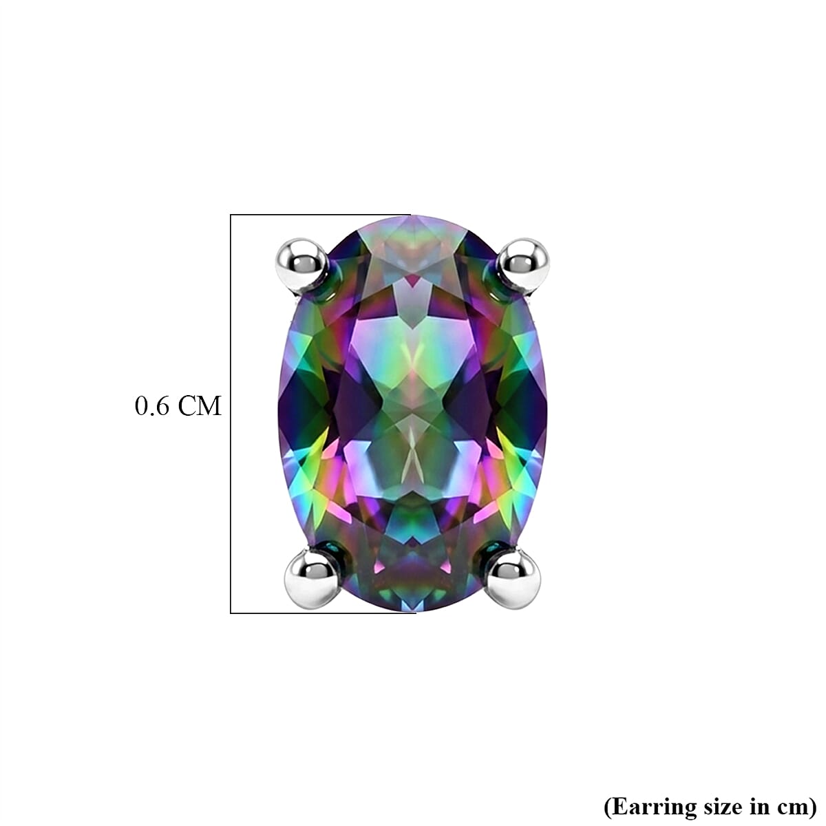 Mystic Topaz Solitaire Stud Push Post Earring in Platinum Overlay Sterling Silver 1.11 Ct. 8505786 5