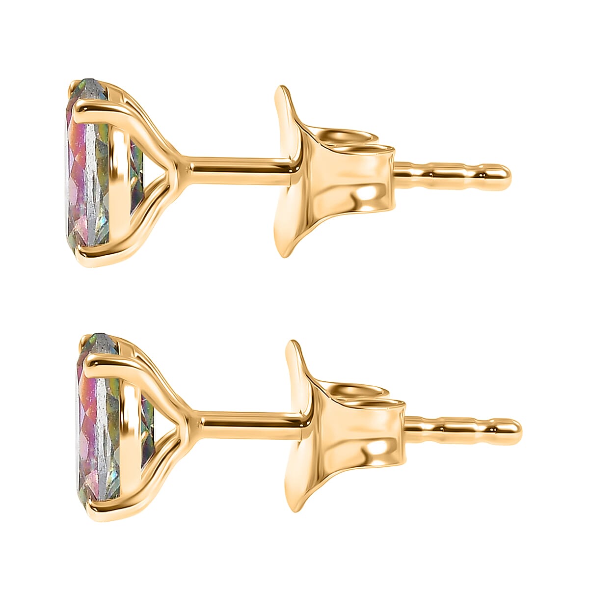 Mystic Topaz Solitaire Stud Push Post Earring in Yellow Gold Plated Sterling Silver 1.11 Ct 8505787 4