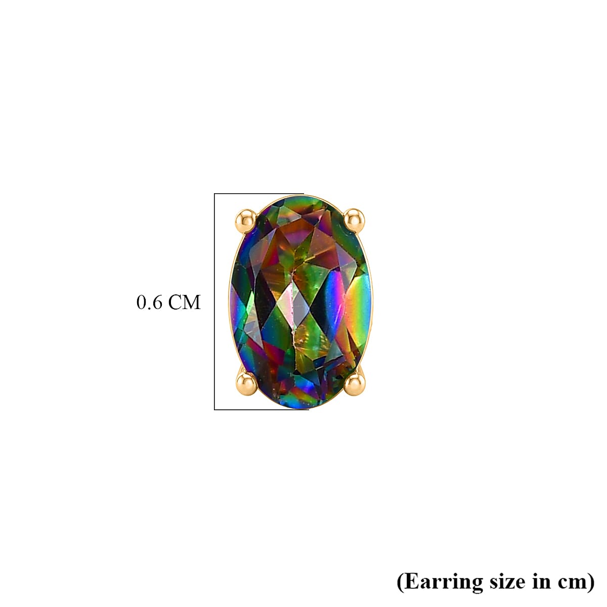 Mystic Topaz Solitaire Stud Push Post Earring in Yellow Gold Plated Sterling Silver 1.11 Ct 8505787 5