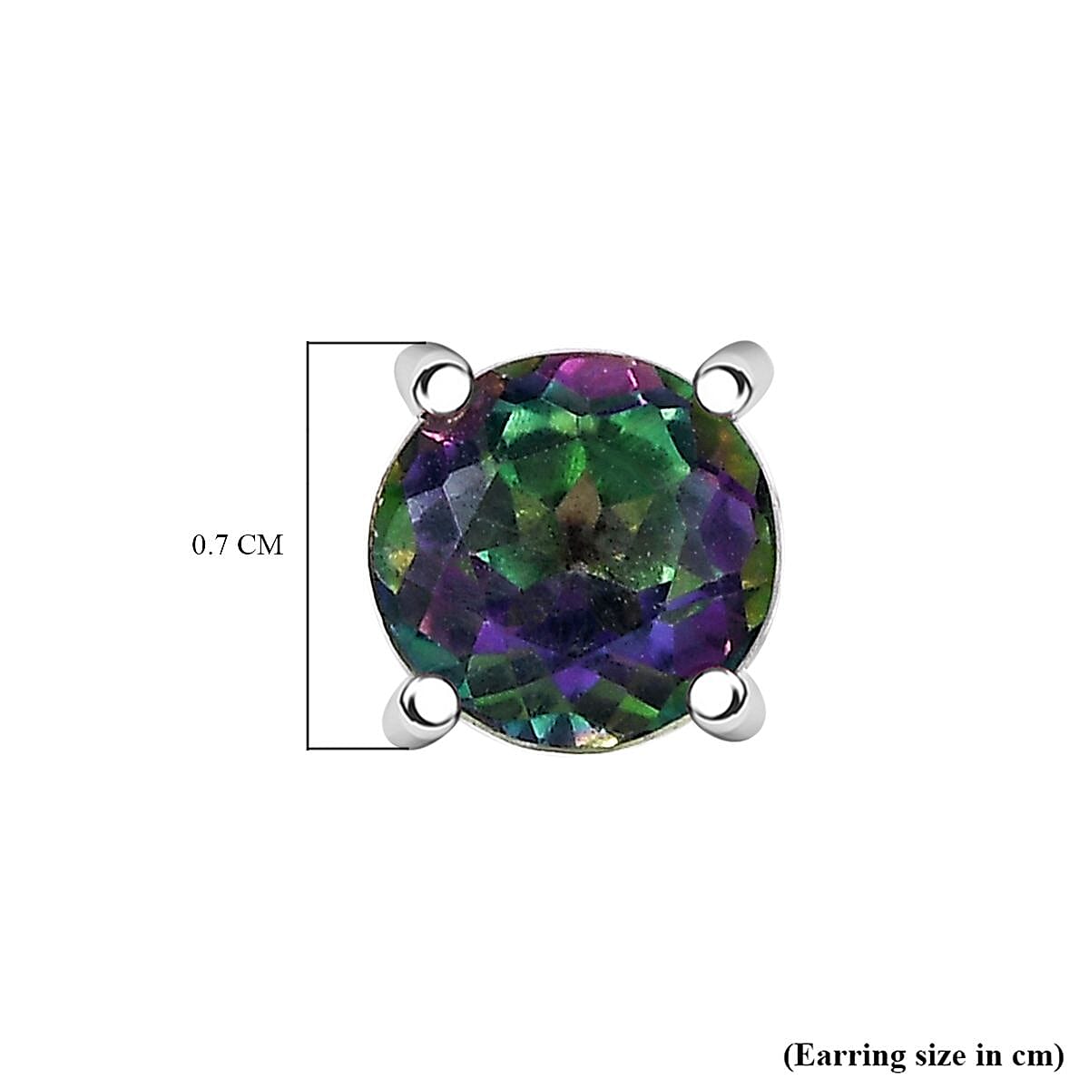 Mystic Topaz Solitaire Stud Push Post Earring with Push Back in Rhodium Overlay Sterling Silver 2.07 Ct 7966449 5