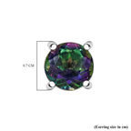 Mystic Topaz Solitaire Stud Push Post Earring with Push Back in Rhodium Overlay Sterling Silver 2.07 Ct