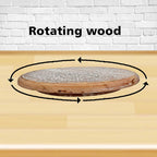 Handmade - Hand Carved Mango Wood Rotating Tray (Dia 40, Weight 7.09lbs)