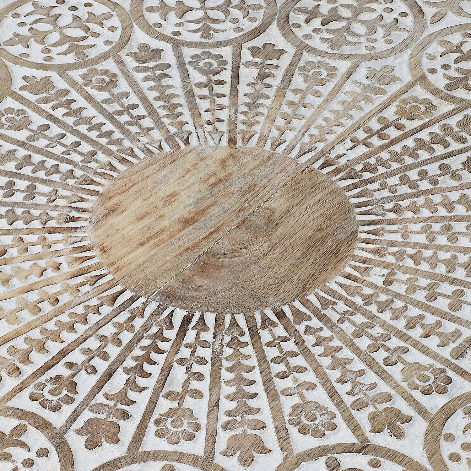 Handmade - Hand Carved Mango Wood Rotating Tray (Dia 40, Weight 7.09lbs) 3519049 6