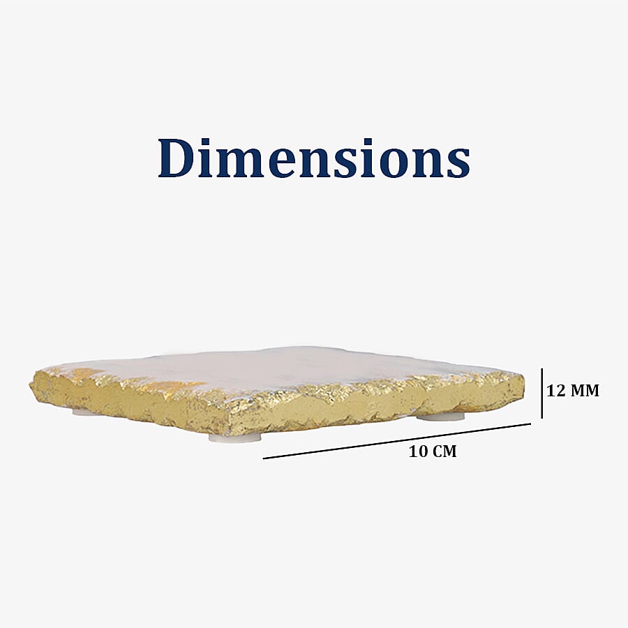 NAKKASHI - Set of 4 - Square Shaped Marble Coasters (Size 10cm) - White 3631302 7