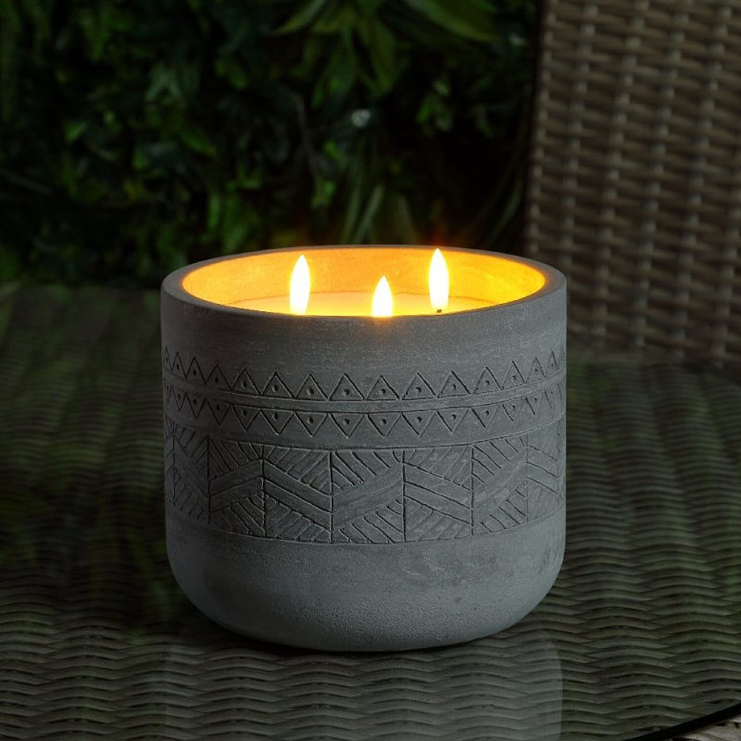 NOMA Battery Operated Concrete Aztec Wax Candle - (17cm) White 8132661 0