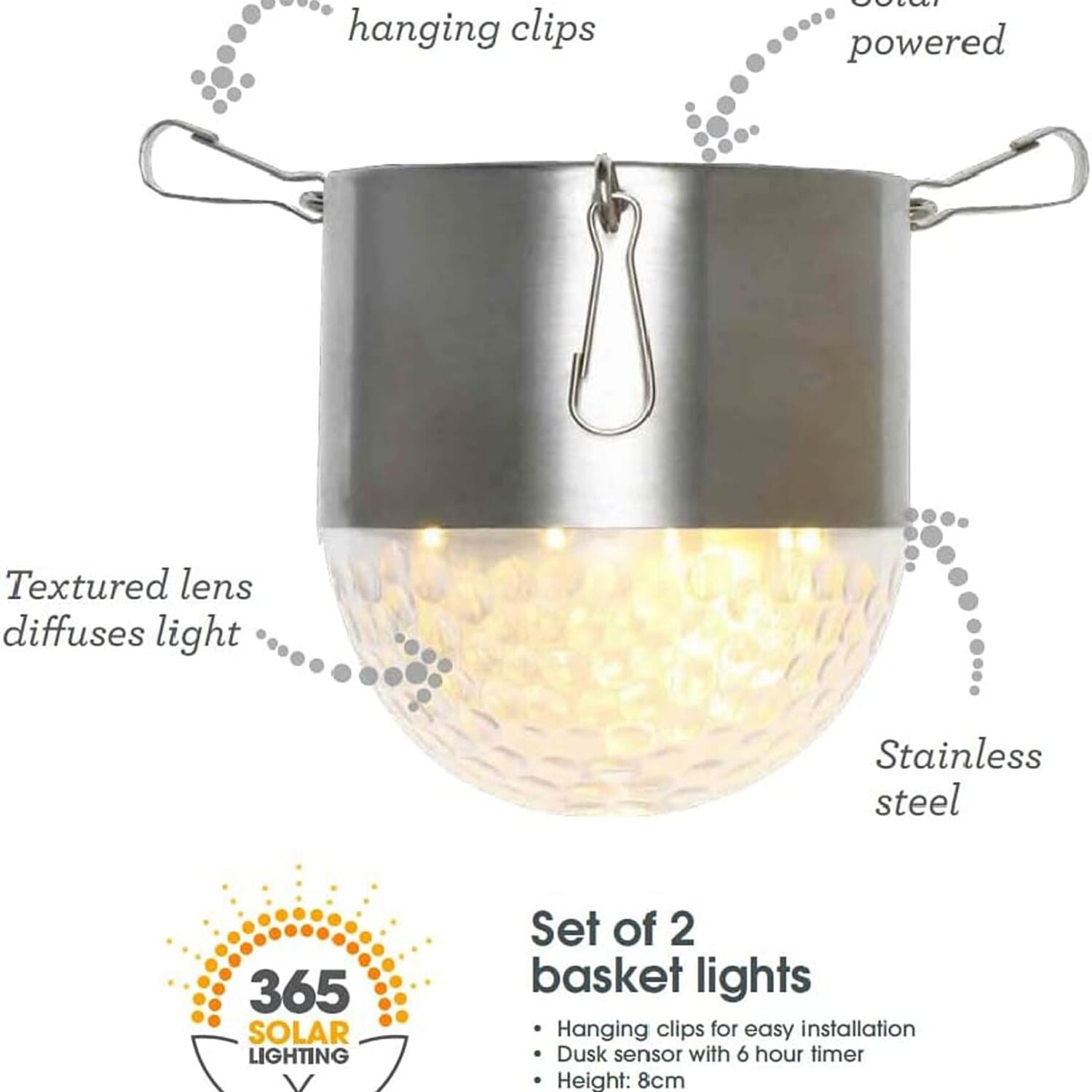 Noma - Set of 2 Solar Hanging Basket Lights 8132635 1