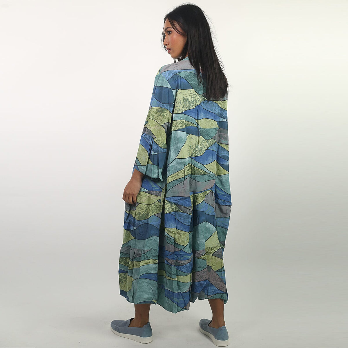 NOVA OF LONDON Abstract Print Smock Women's Midi Dress - Teal 6250767 3