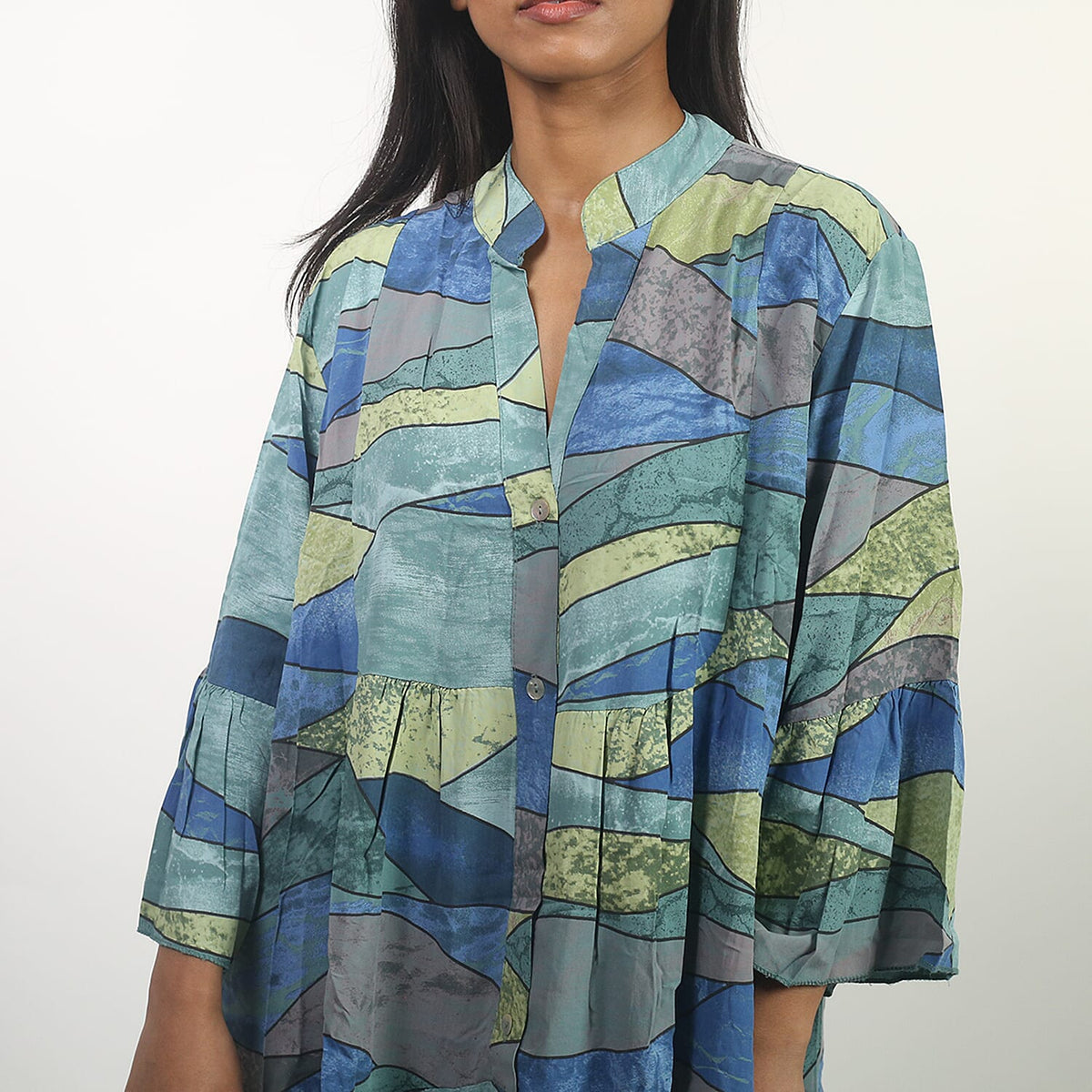 NOVA OF LONDON Abstract Print Smock Women's Midi Dress - Teal 6250767 4