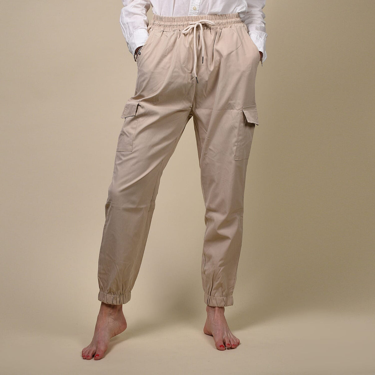 NOVA OF LONDON Cargo WOmen's Cuffed Jogger - Stone 6262427 0