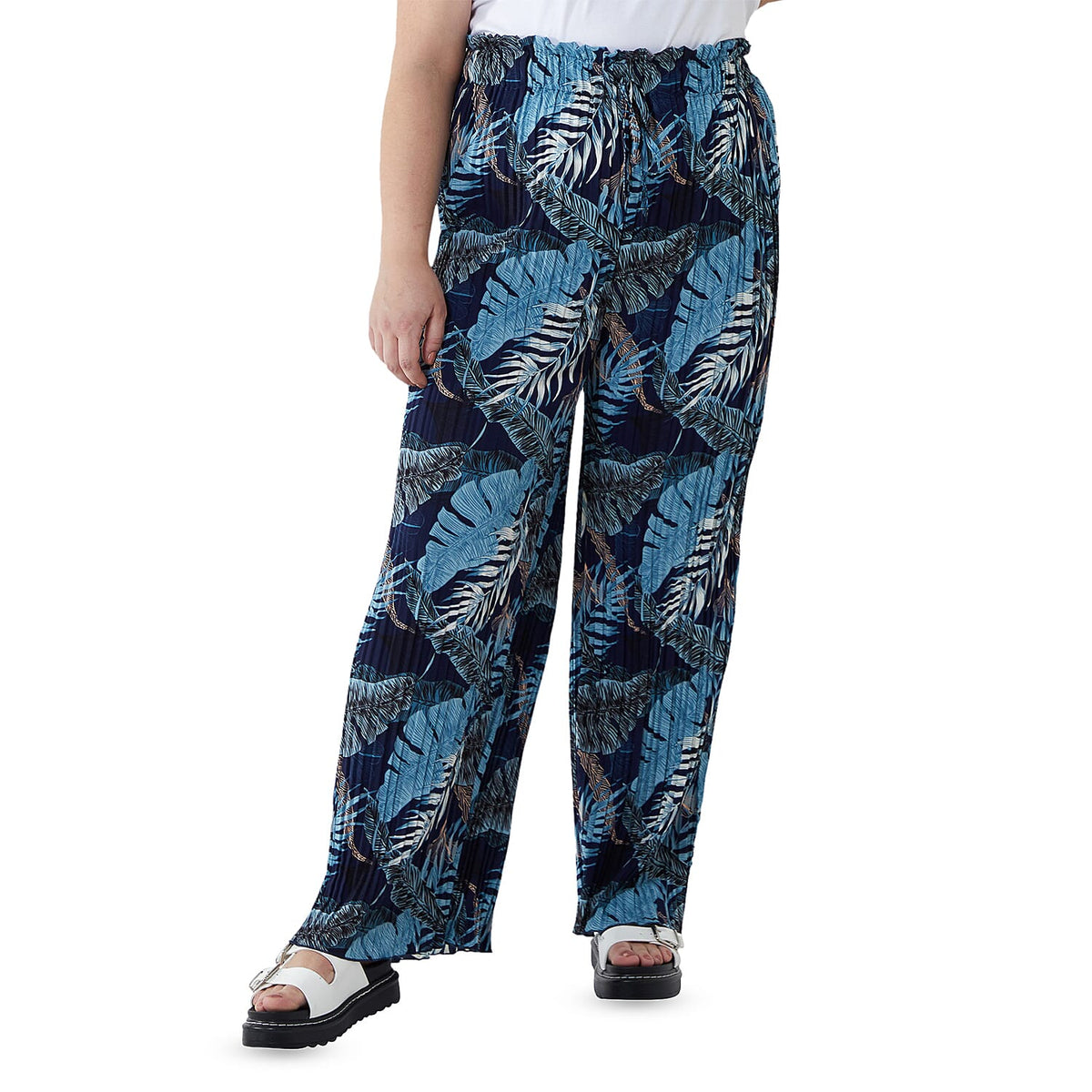 NOVA OF LONDON Curve Tropical Pattern Elastic Waist Culotte (Size 18-22) - Blue 8931792 0