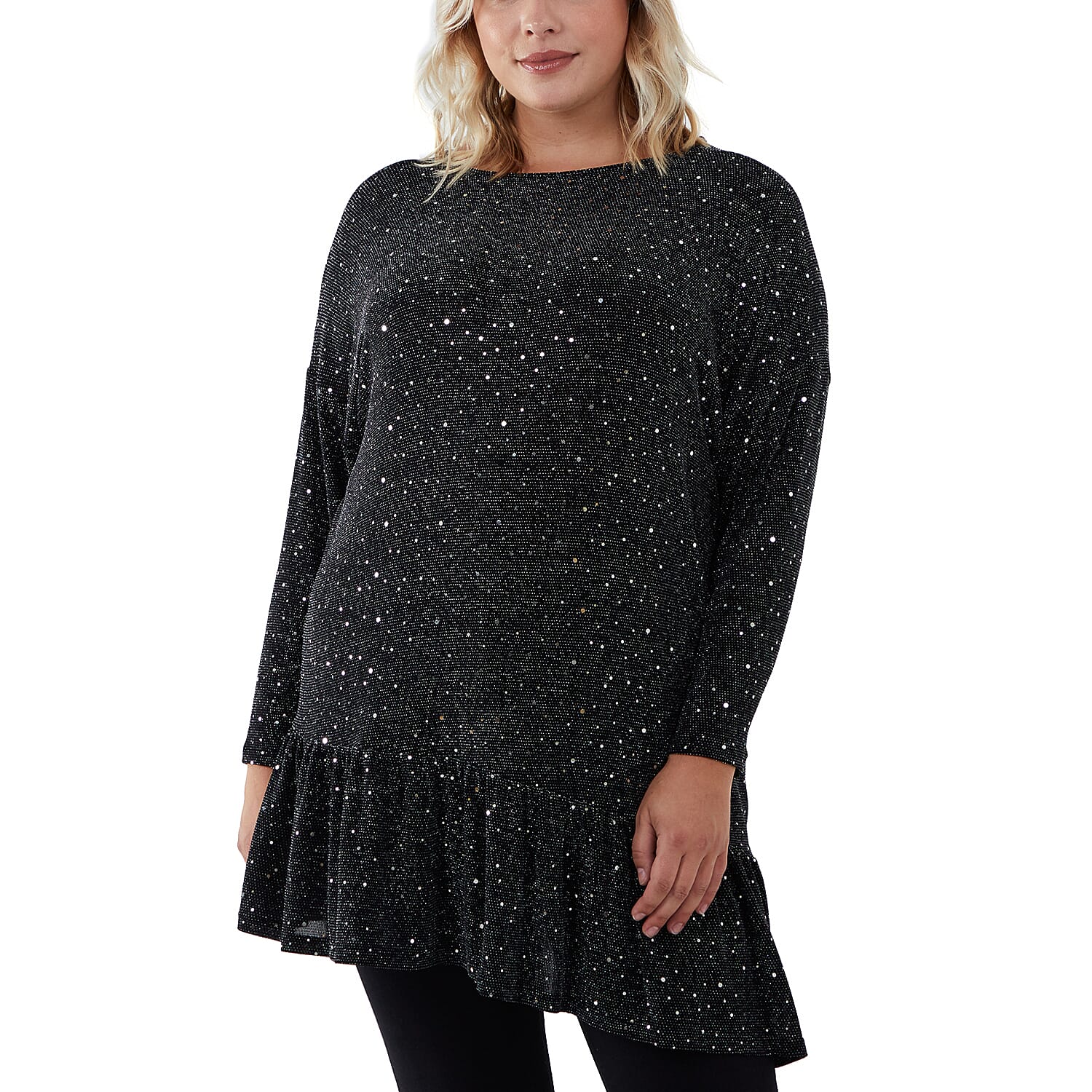 Nova of London Full Sleeve Shimmer Asymmetric Hem Batwing Top 7311063 0
