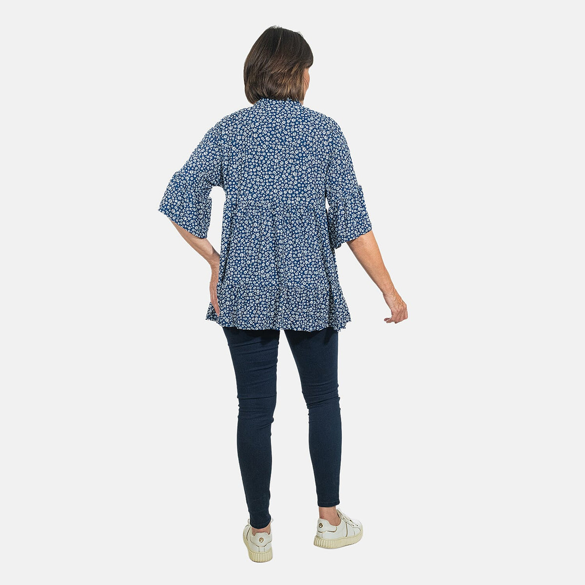 NOVA OF LONDON V-Neck Women's Smock Top - Navy 6367510 1