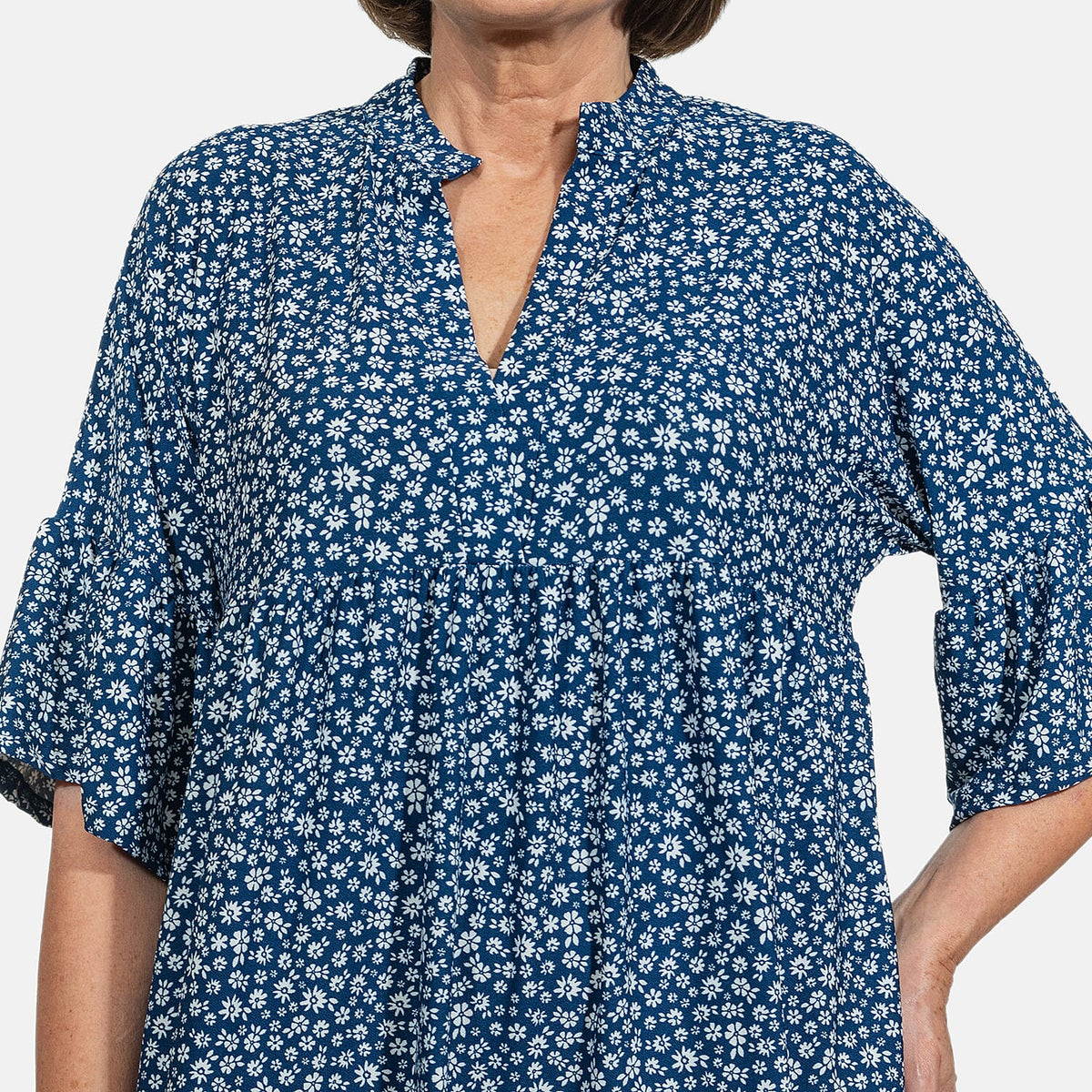 NOVA OF LONDON V-Neck Women's Smock Top - Navy 6367510 5