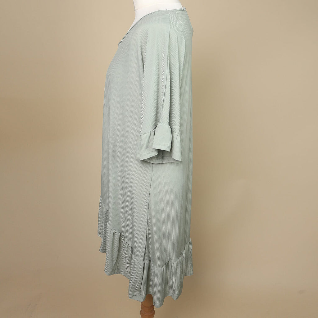 Nova of London High Low Tiered Hem Oversized Top (Size-M-L, Length - 95Cm) - Sage