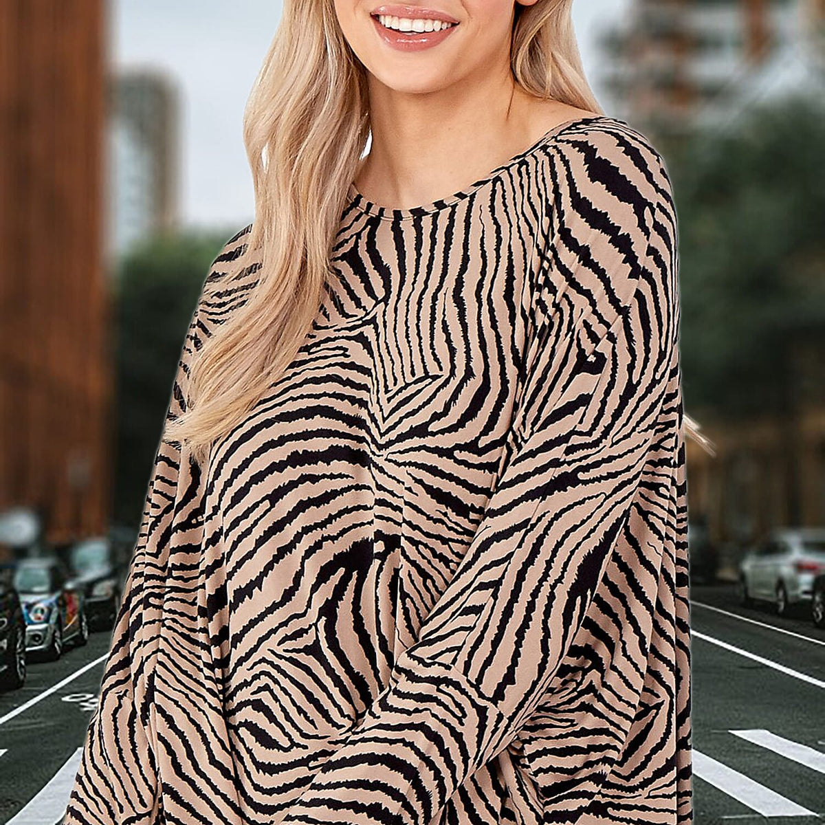 Nova of London - Stone and Black Zebra Oversized Top 6320183 3