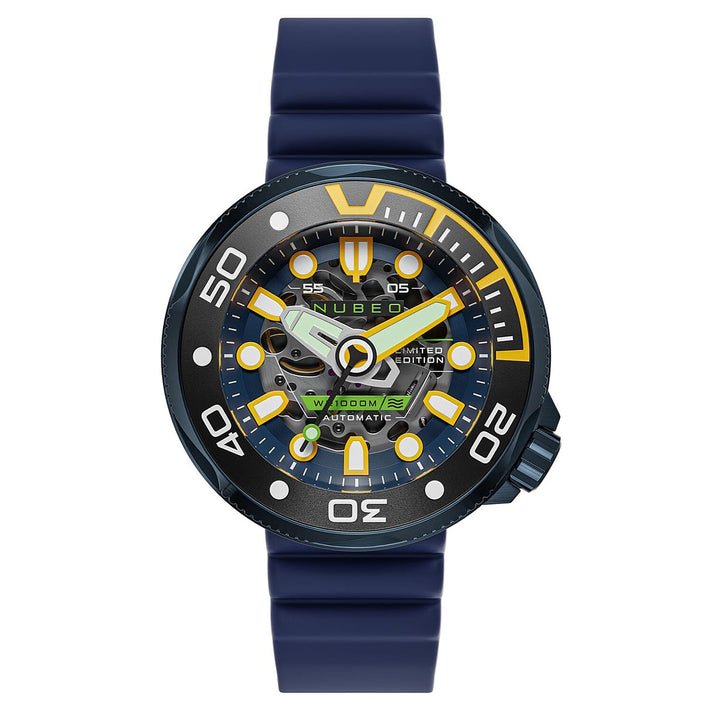 NUBEO Ventana Skeleton Automatic Limited Edition Cobalt Blue Dial Mens Watch with 100 ATM Navy Blue Leather Strap 8250836 1