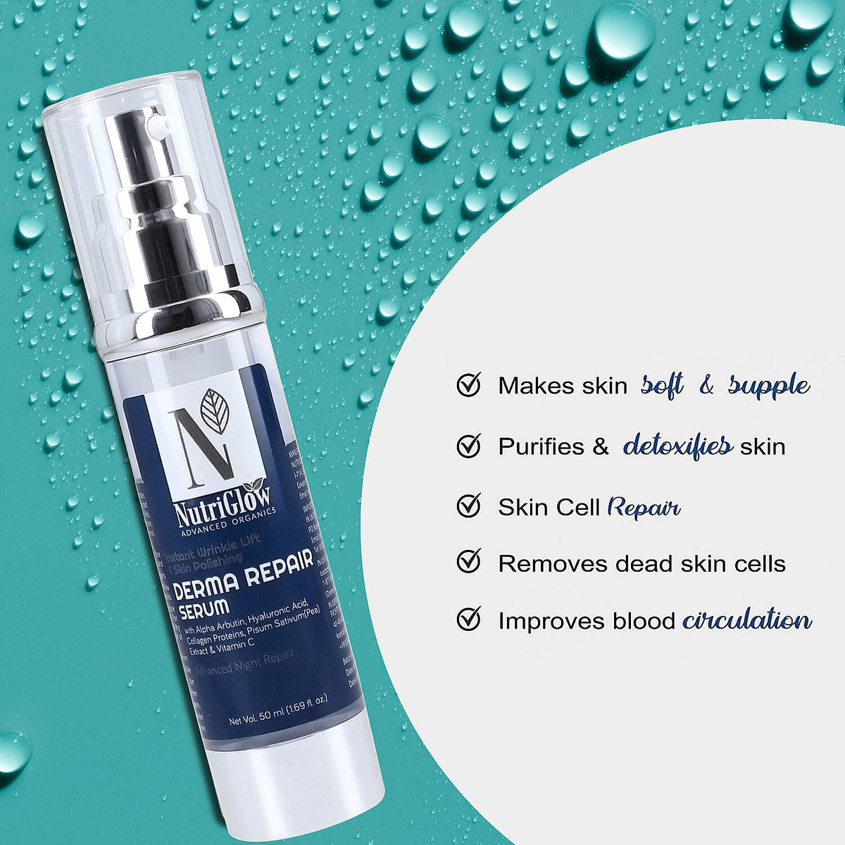 NUTRIGLOW - Derma Advanced Night Repair Face Serum - 50ml 7261143 4