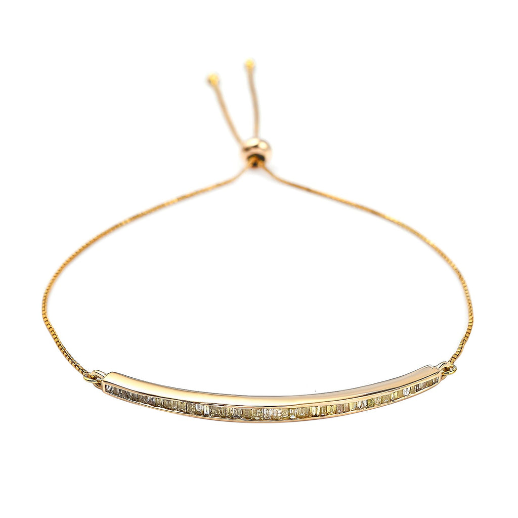 NY Close Out -9K Yellow Gold Natural Yellow Diamond Adjustable Bracelet (Size 6.5 to 9) 0.76 Ct, Gold Wt. 3.20 GM