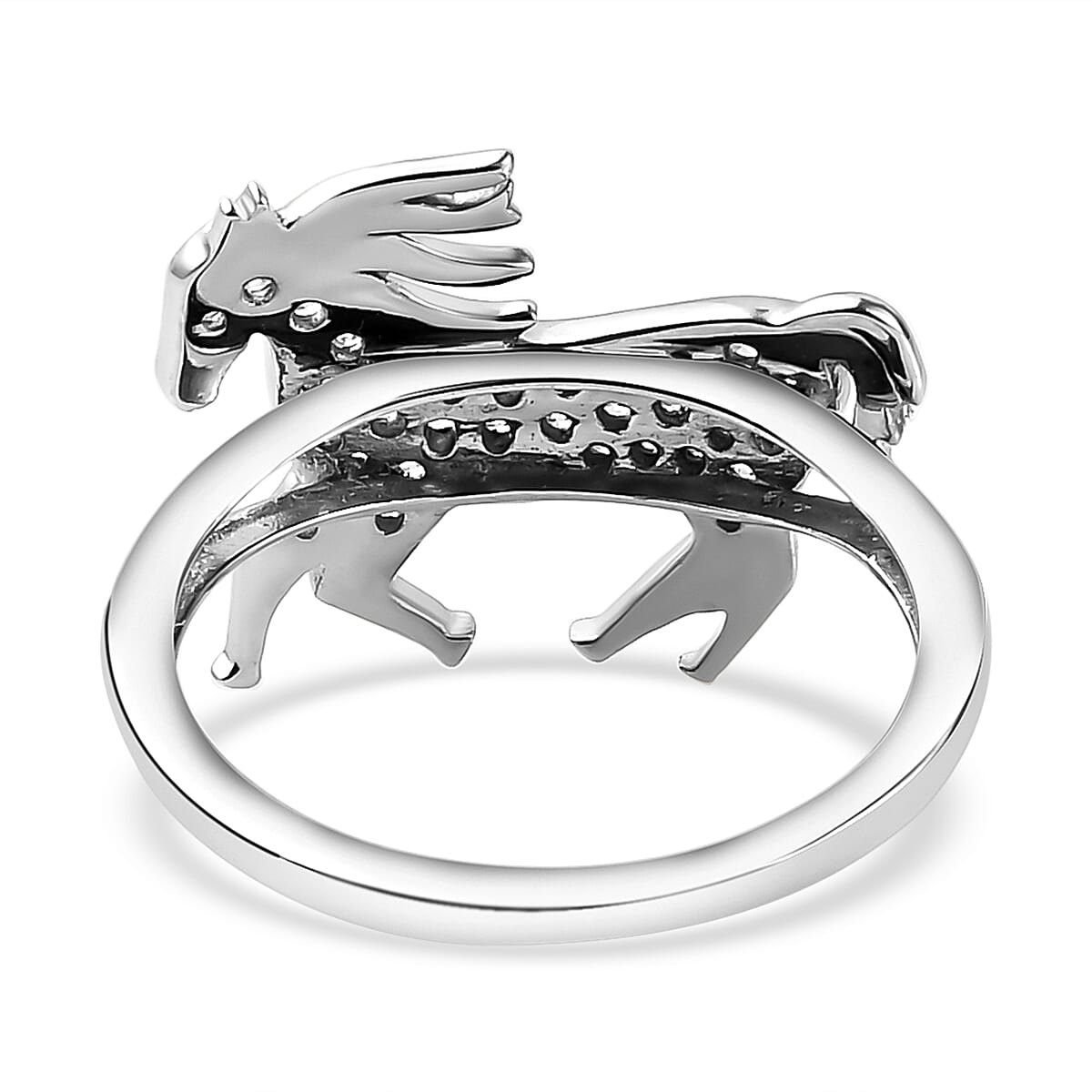 NY Close Out- CZ Unicorn Ring in Platinum Overlay Sterling Silver 7061443 10