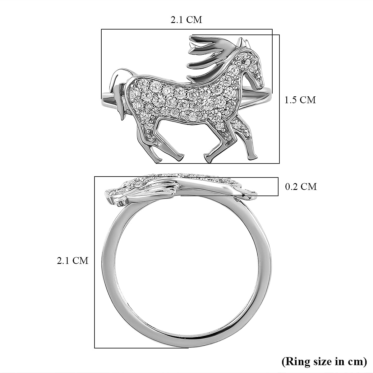 NY Close Out- CZ Unicorn Ring in Platinum Overlay Sterling Silver 7061443 12