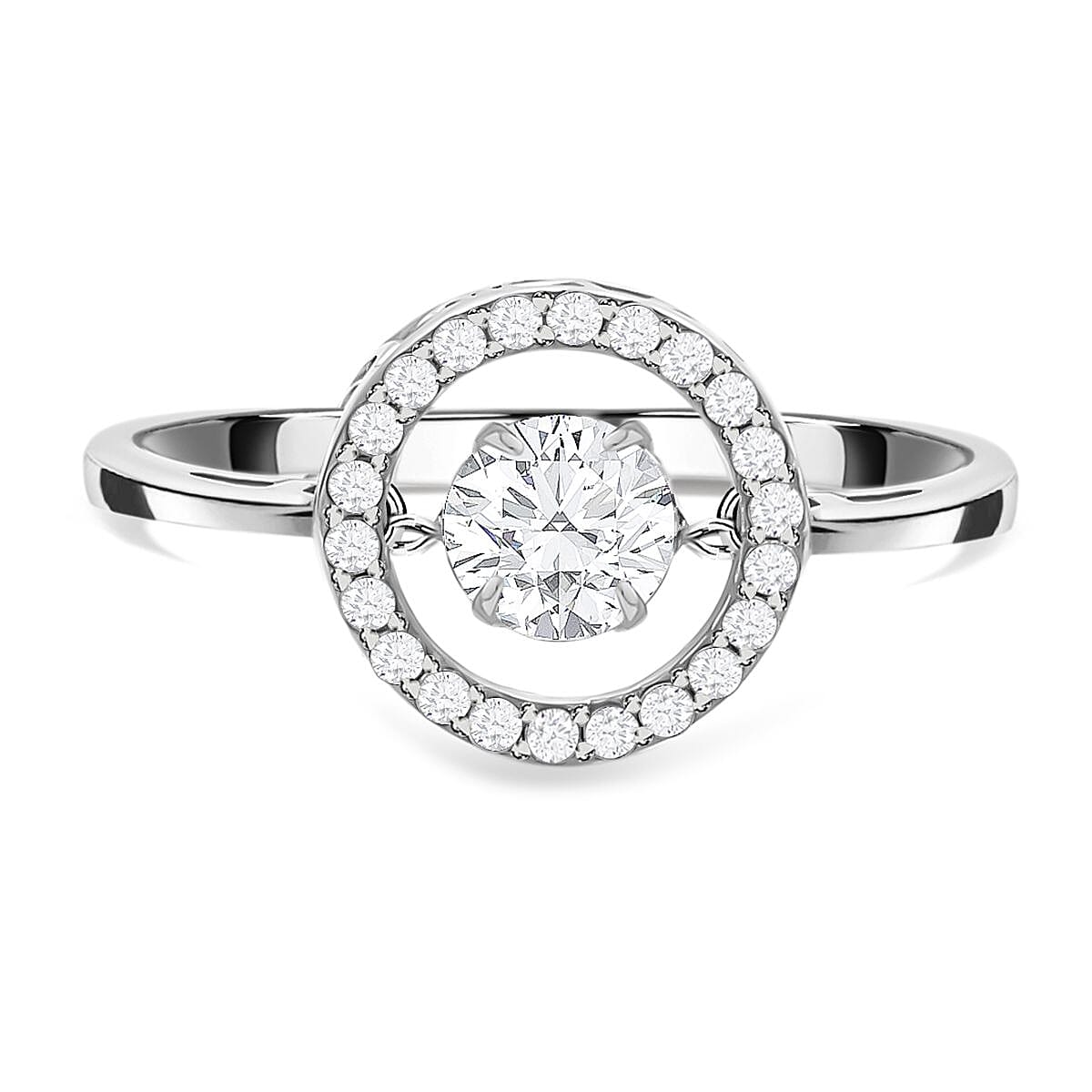 NY Close Out- Simulated Diamond Ring in Rhodium Overlay Sterling Silver 7261064 0