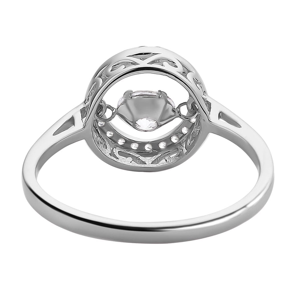 NY Close Out- Simulated Diamond Ring in Rhodium Overlay Sterling Silver