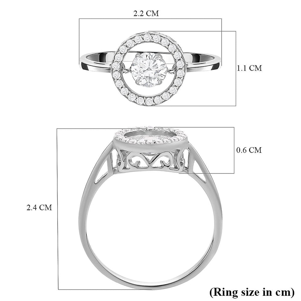 NY Close Out- Simulated Diamond Ring in Rhodium Overlay Sterling Silver