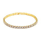 NY Close Out Deal- AAA Simulated Diamond Tennis Bracelet (Size - 7.5) in Yellow Gold Tone