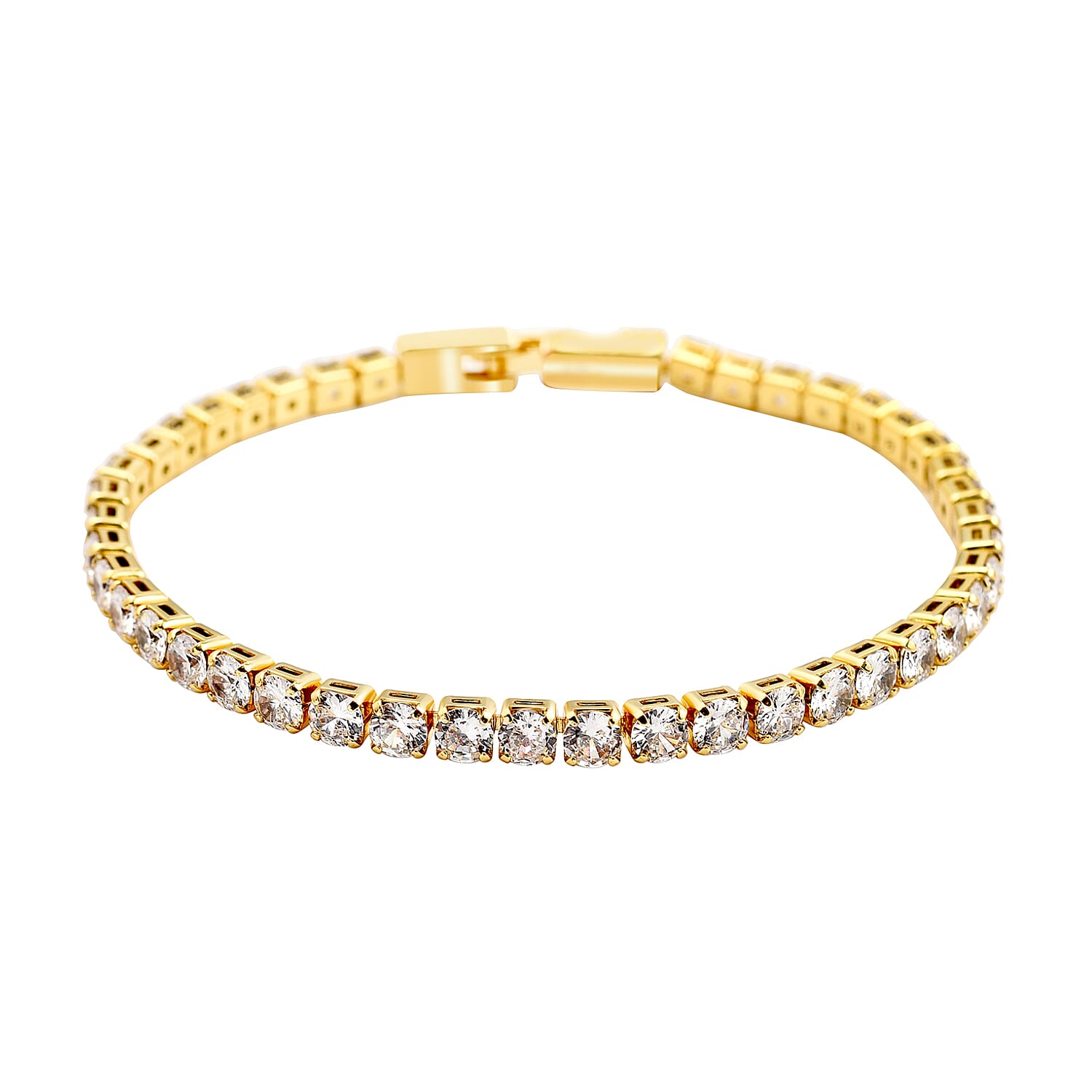 NY Close Out Deal- AAA Simulated Diamond Tennis Bracelet (Size - 7.5) in Yellow Gold Tone 7167886 0