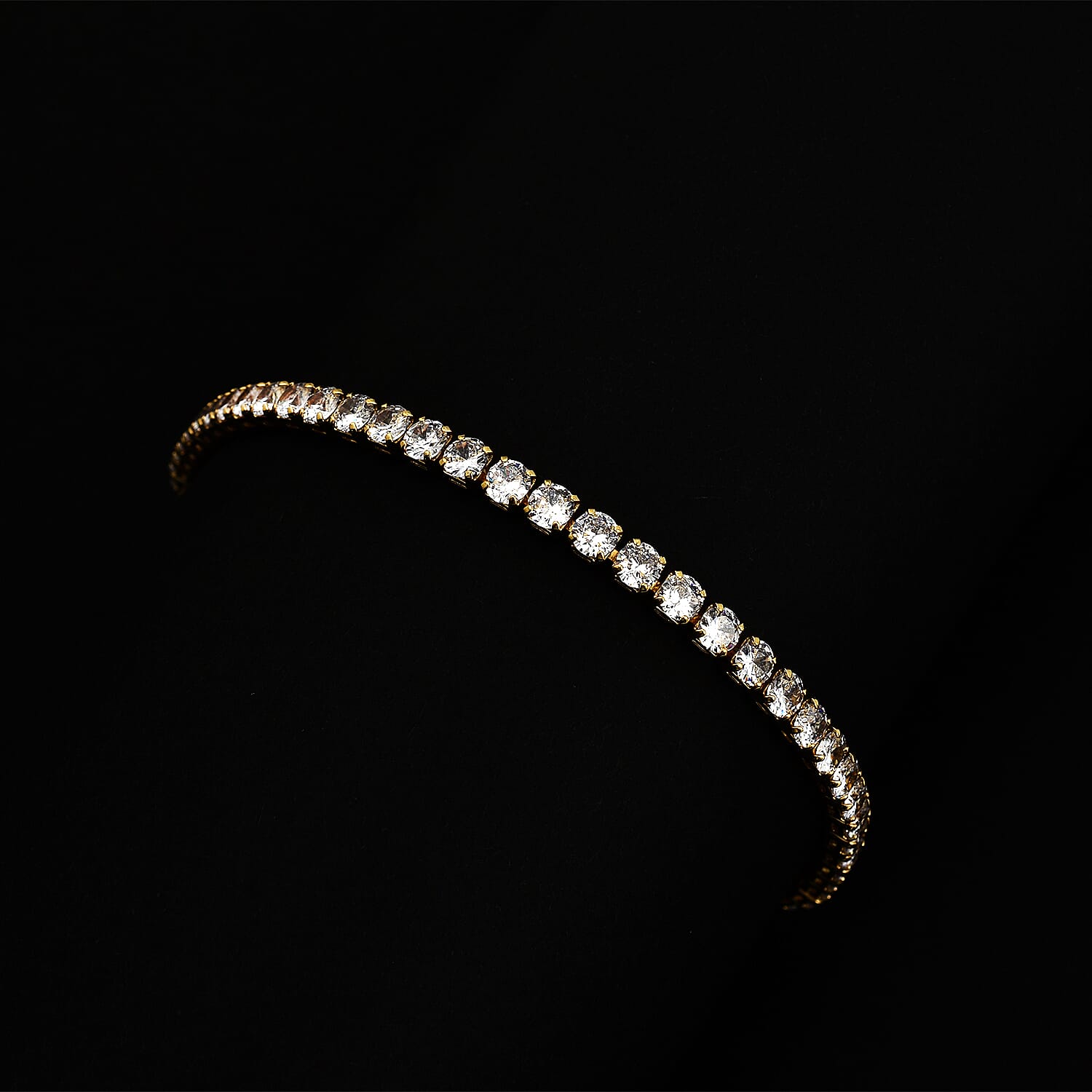 NY Close Out Deal- AAA Simulated Diamond Tennis Bracelet (Size - 7.5) in Yellow Gold Tone 7167886 1