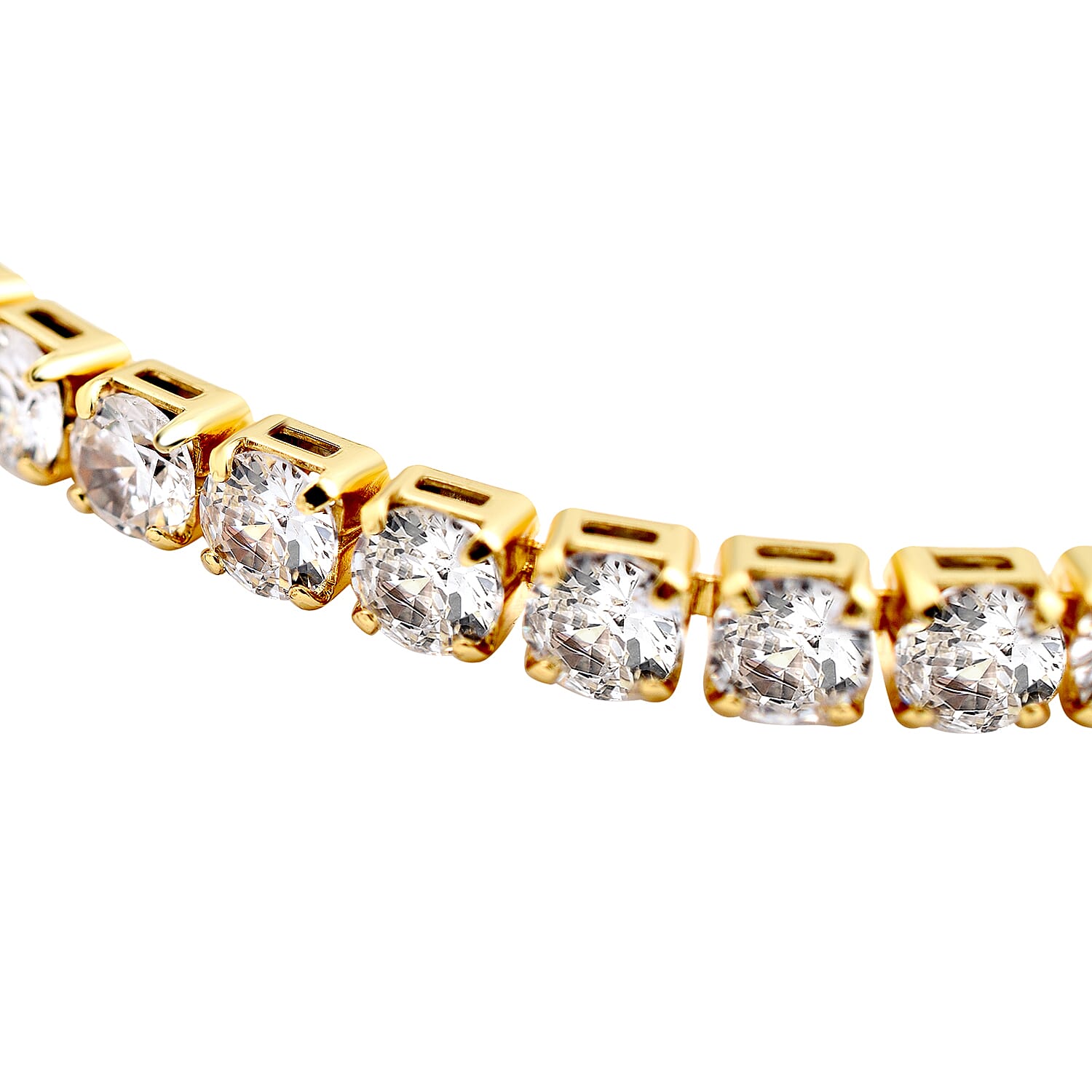 NY Close Out Deal- AAA Simulated Diamond Tennis Bracelet (Size - 7.5) in Yellow Gold Tone 7167886 2