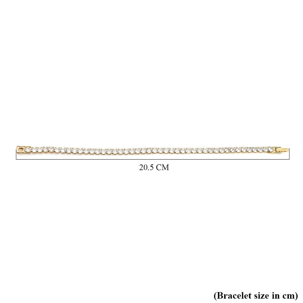 NY Close Out Deal- AAA Simulated Diamond Tennis Bracelet (Size - 7.5) in Yellow Gold Tone