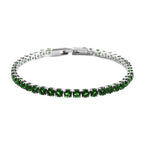 NY Close Out Deal- Simulated Emerald Tennis Bracelet (Size - 7.5) in Silver Tone