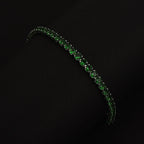 NY Close Out Deal- Simulated Emerald Tennis Bracelet (Size - 7.5) in Silver Tone