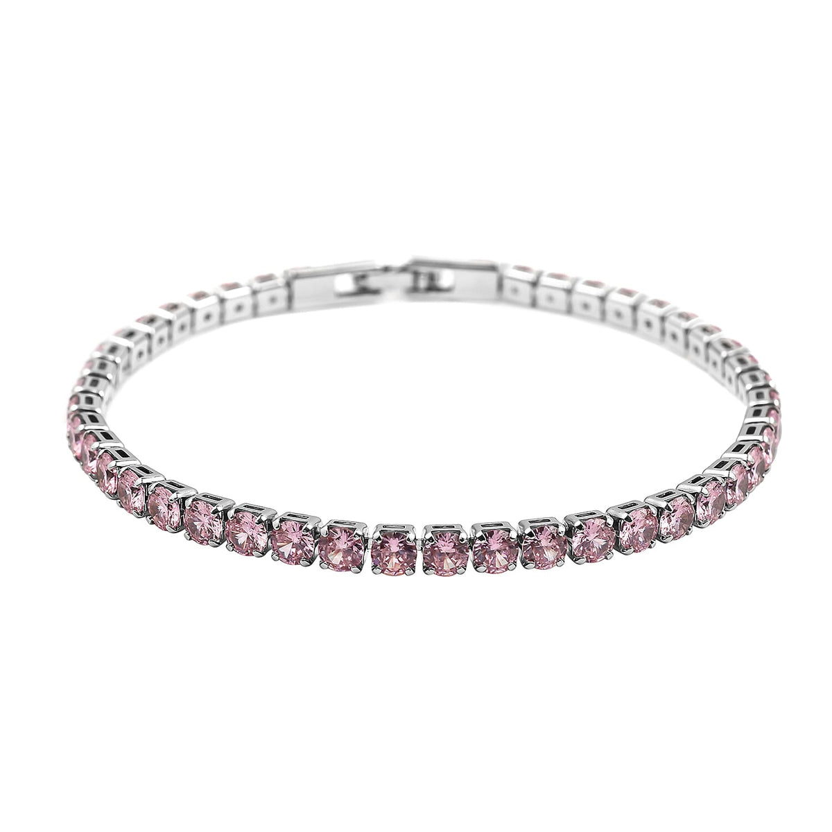 NY Close Out Deal- Simulated Pink Topaz Tennis Bracelet (Size - 7.5) in Silver Tone 7167910 0