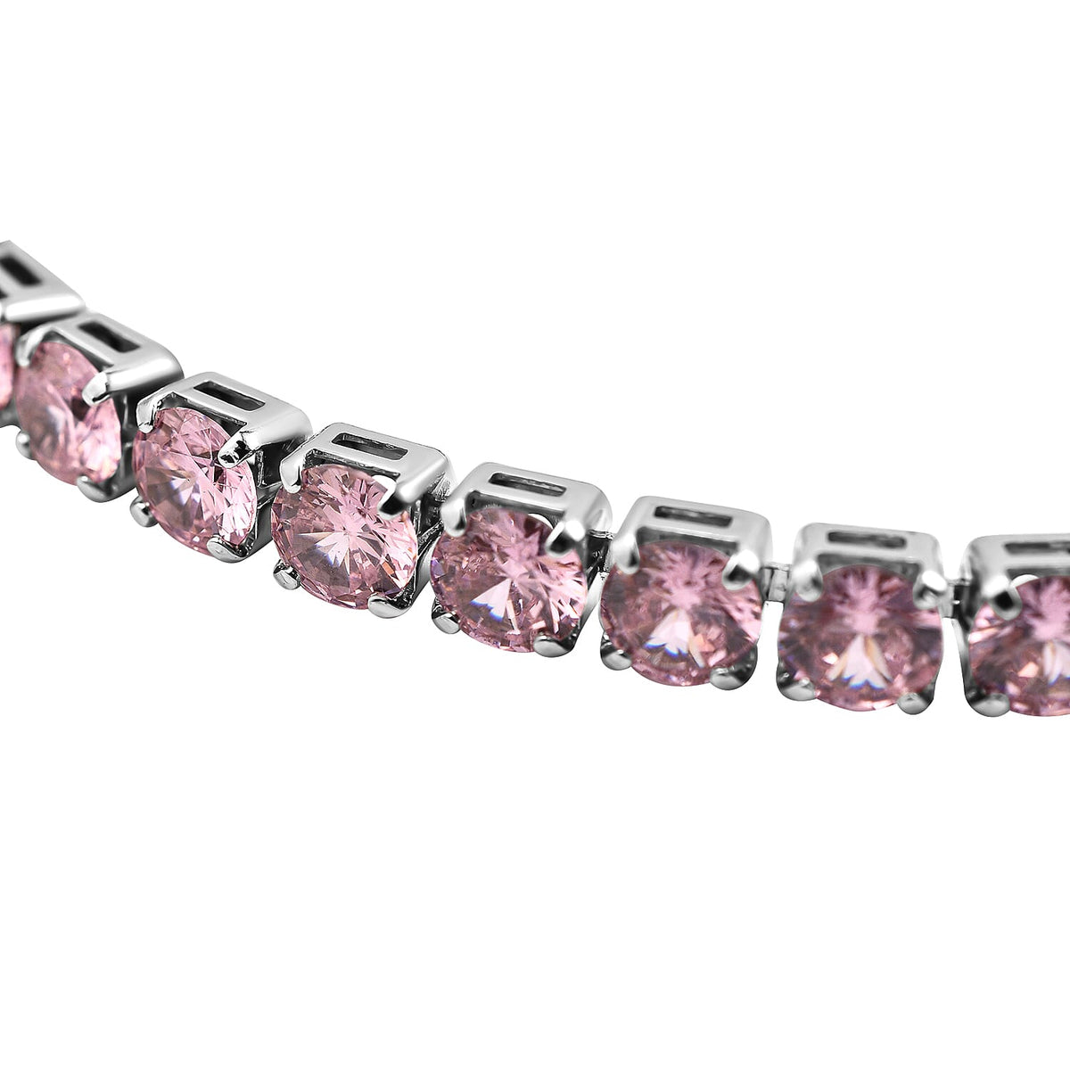 NY Close Out Deal- Simulated Pink Topaz Tennis Bracelet (Size - 7.5) in Silver Tone 7167910 2