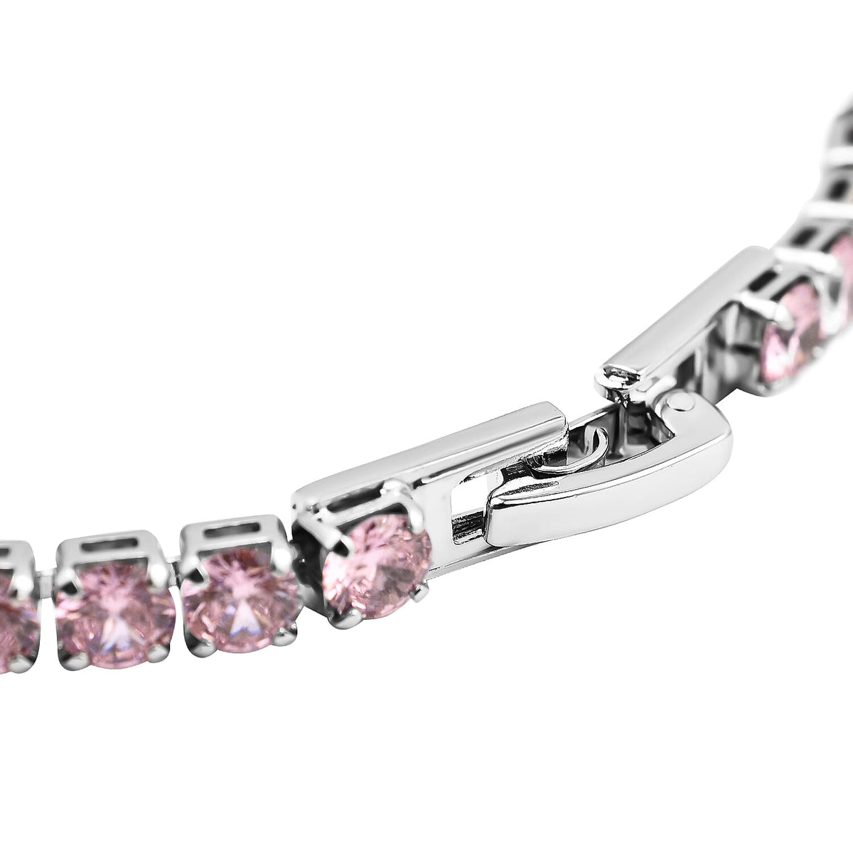NY Close Out Deal- Simulated Pink Topaz Tennis Bracelet (Size - 7.5) in Silver Tone 7167910 3