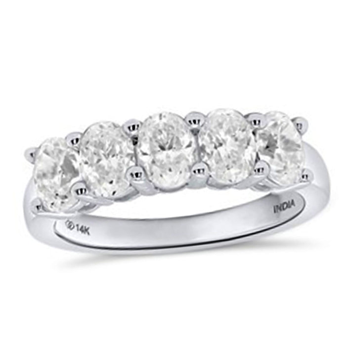LUXURIANT 2.5 Ct. Lab Grown Diamond 5 Stone Ring in 14K White Gold 8364780 2