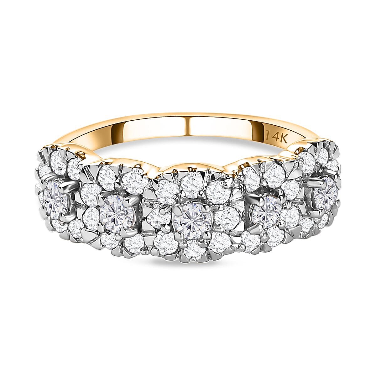 NY Close Out Deal - 14K Yellow Gold Diamond (I1-I2-G-H) Floral Ring 1.00 Ct. 7208775 2