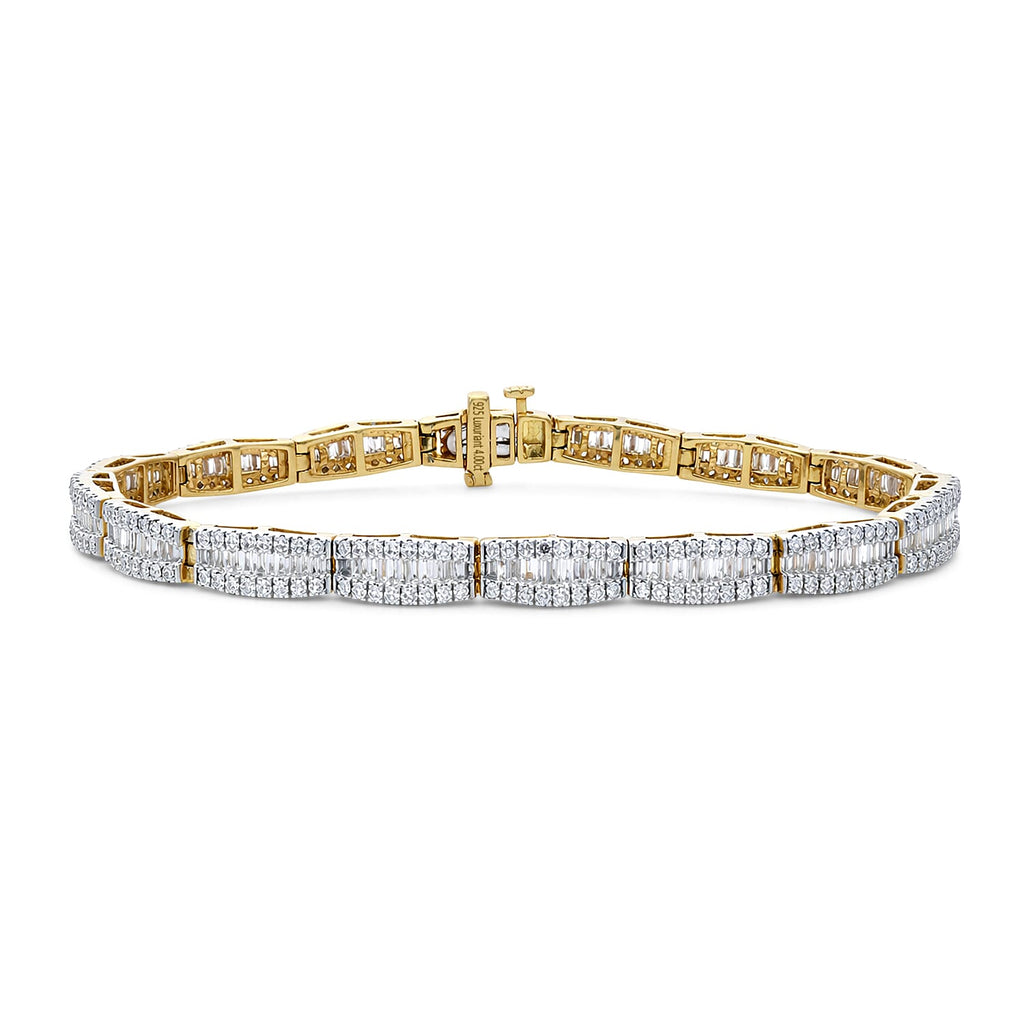NY Close Out Deal- Luxuriant Lab Grown Diamond (SI-GH) Bracelet (Size - 7.5) in 18K Vermeil Yellow Gold Plated Sterling Silver 4.25 Ct.