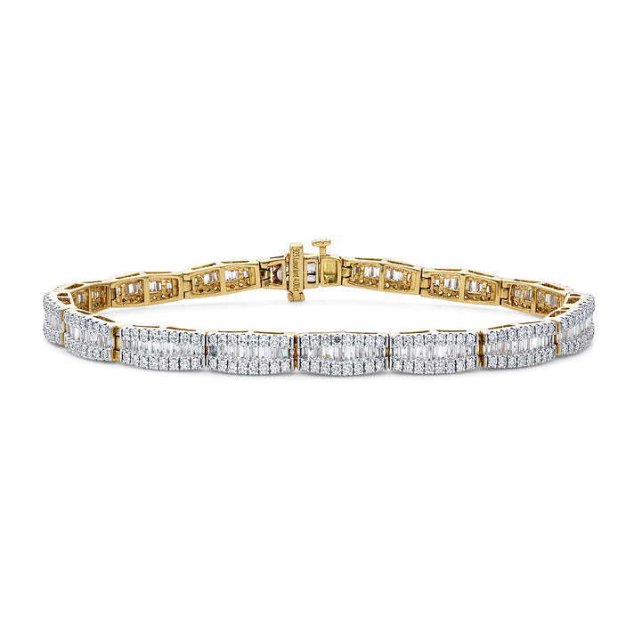 LUXURIANT 4.25 Ct. Lab Grown Diamond Cluster Link Bracelet with Box Clasp in 18K Vermeil Yellow Gold Over Sterling Silver 7.5 Inch (SI-GH) 8371053 1
