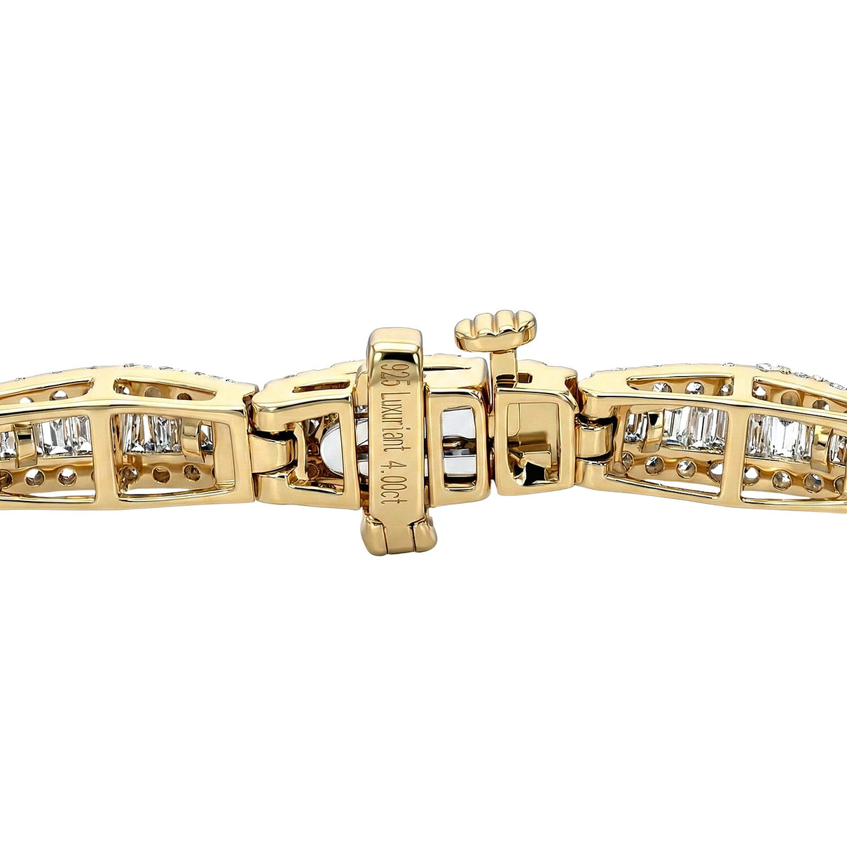 LUXURIANT 4.25 Ct. Lab Grown Diamond Cluster Link Bracelet with Box Clasp in 18K Vermeil Yellow Gold Over Sterling Silver 7.5 Inch (SI-GH) 8371053 4