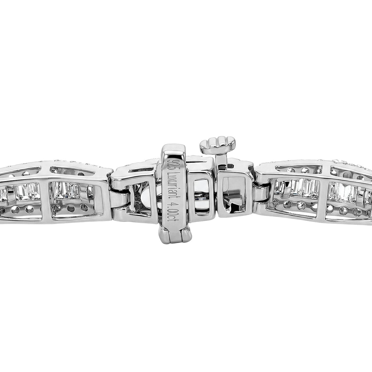 LUXURIANT 4.25 Ct. Lab Grown Diamond Cluster Link Bracelet (Size - 7.5) with Box Clasp in Rhodium Overlay Sterling Silver (SI-GH) 8371054 4