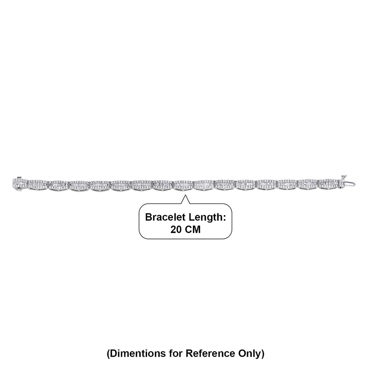 LUXURIANT 4.25 Ct. Lab Grown Diamond Cluster Link Bracelet (Size - 7.5) with Box Clasp in Rhodium Overlay Sterling Silver (SI-GH) 8371054 5