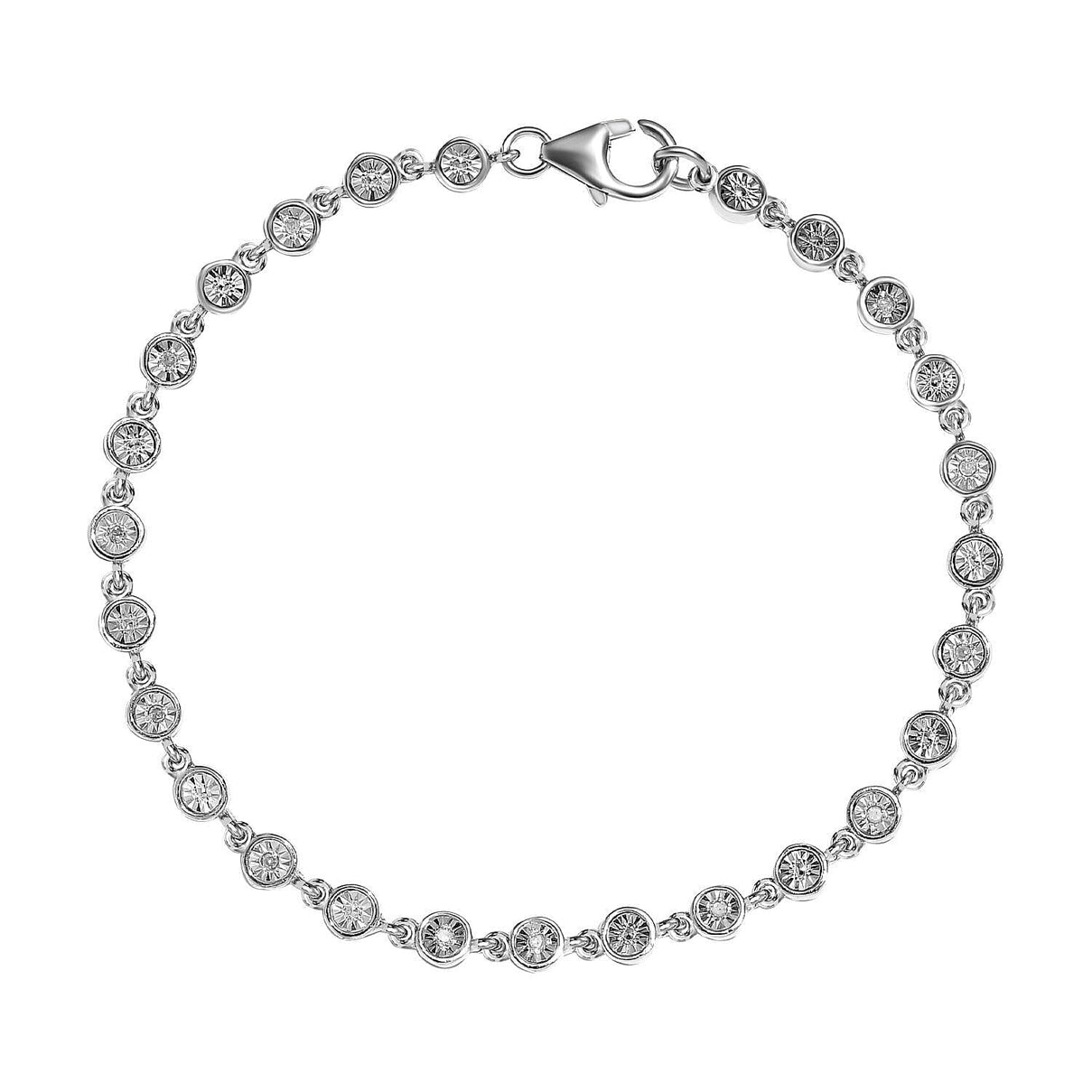NY Close Out Deal - Diamond Bracelet (Size - 7.5) in Platinum Overlay Sterling Silver 7267373 0