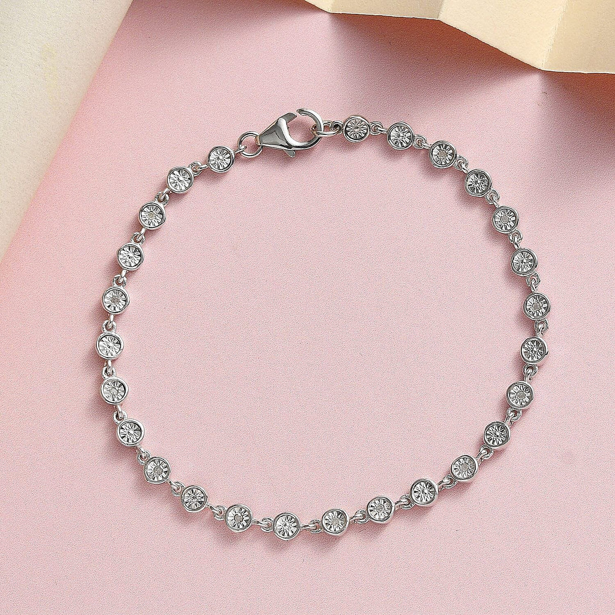 NY Close Out Deal - Diamond Bracelet (Size - 7.5) in Platinum Overlay Sterling Silver 7267373 2