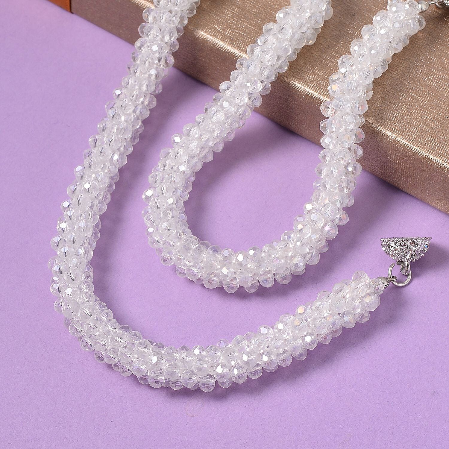 NY Close Out Deal-  Mystic White Crystal Necklace With Magnetic Clasp (Size - 20) 7651868 2