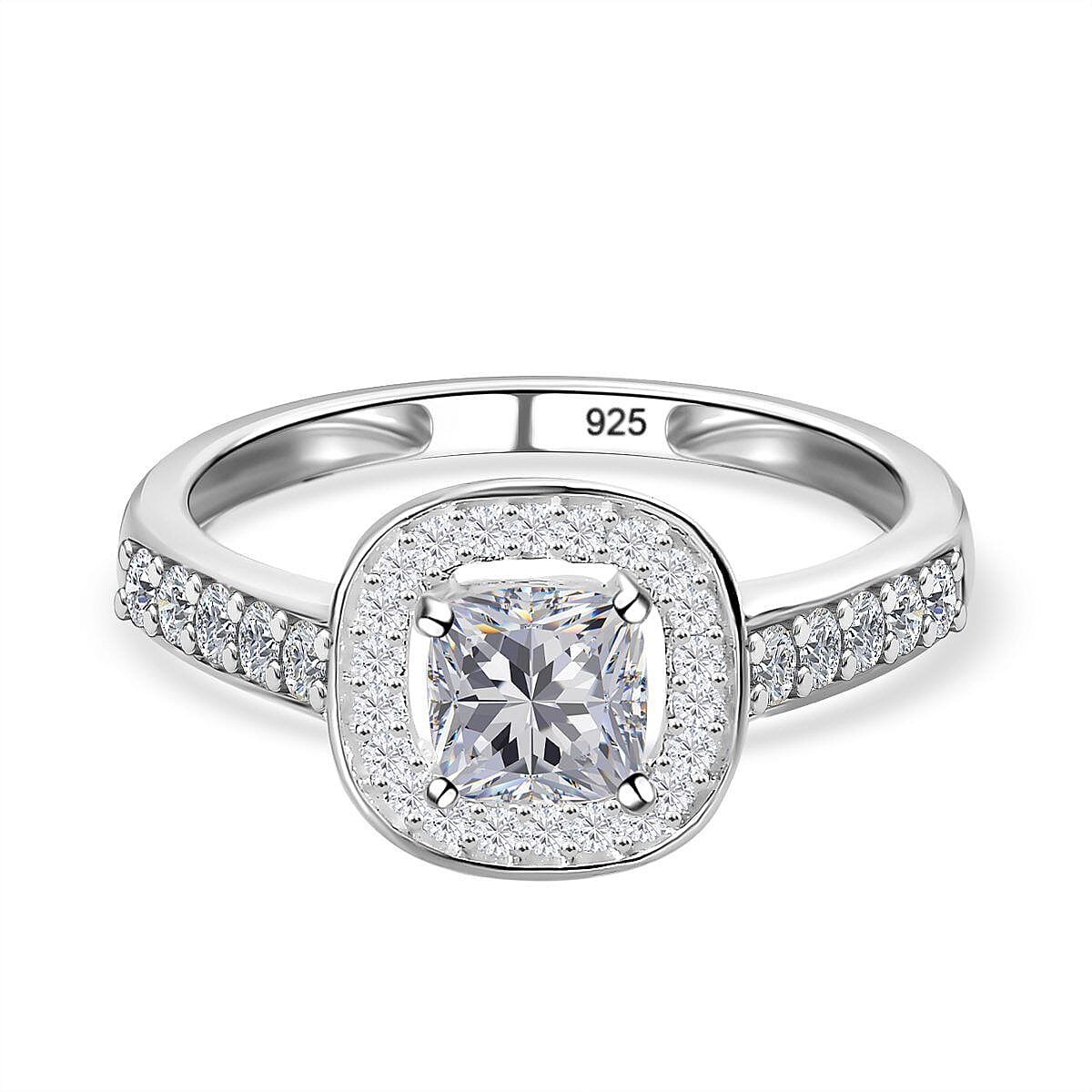 NY Close Out - Simulated Diamond Halo Ring in Sterling Silver 7263137 0