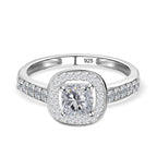 NY Close Out - Simulated Diamond Halo Ring in Sterling Silver